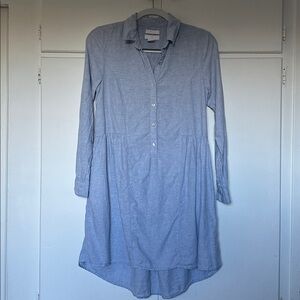 Halston Heritage Linen Shirt Dress in Light Blue